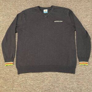 Burger King Manager Sweater Mens Size M Medium Black‎ Spell Out Logo Pullover